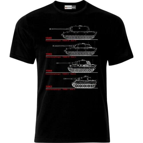Tiger Tank Blueprint German Army Panzer WW2 Wehrmacht Men T-Shirt Short Casual harajuku shirt