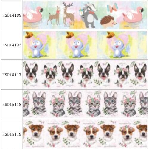 HSDCraft Free shipping 25MM 38MM 75MM Heat Transfer Printed Grosgrain ribbon for diy hair bow