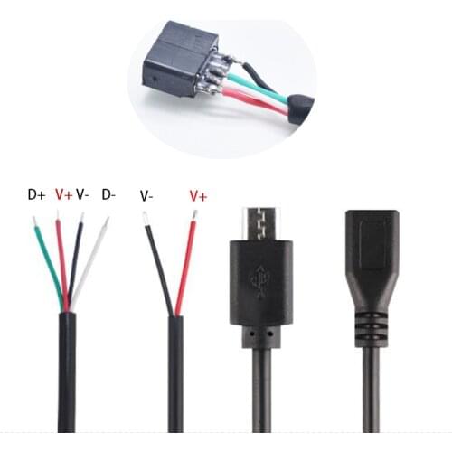 30CM 1pcs/5pcs Micro USB 2.0 A Female Jack Android Interface 4 Pin 2 Pin Male Female Power Data Charge Cable Cord Connector