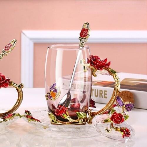 Flower Coffee Cup Milk Luxury Dessert Wedding Cocktail Creative Juice Drink Cute Glass Cup Breakfast Tazas Drinkware 50
