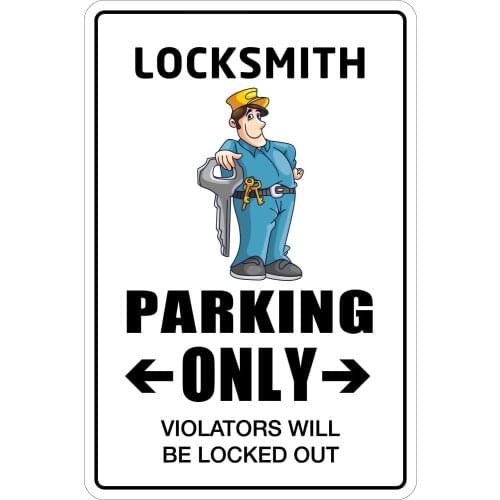 StickerPirate Locksmith Parking Only 8" x 12" Metal Novelty Sign Aluminum NS 090