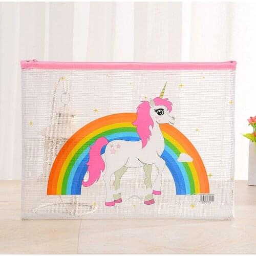 Kawaii Cartoon Unicorn Pencil Case Cute A5 Transparent PVC Pencil Bag For Girls Kids Children School Supplie Stationery