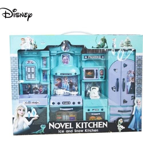 Disney Frozen Kitchen Set Toys Girls Play House Simulation Kitchen Pretend Play Early Education Cooking Lights Sound Gift Box