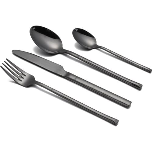 Black Tableware Set Cutlery Set Stainless Steel Dinnerware Set Frok Knife Spoon Food Grade Luxury Flatware Kitchen Dropshipping