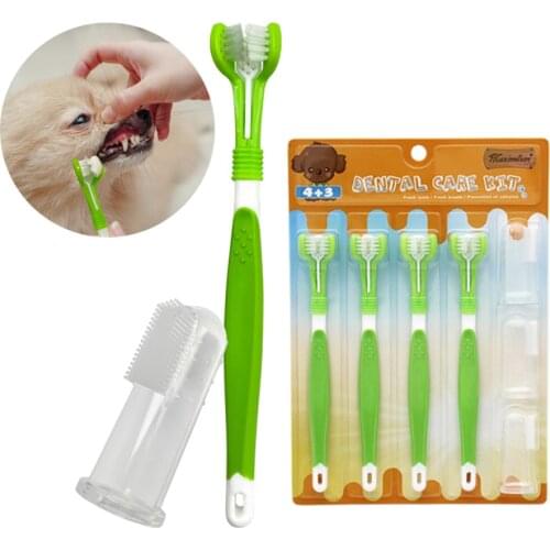 Pet Toothbrush Kit With Soft Dog Finger Toothbrush Pet Multi-angle Cleaning Tooth Dog Cat Dental Care ToothBrushes Set for Pets