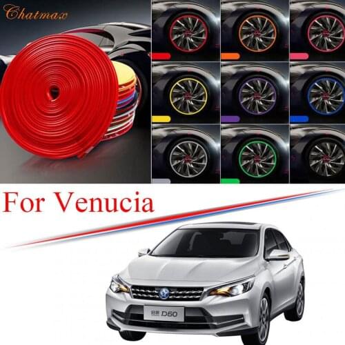 9 Colors Car Wheel Hub Rim for VENUCIA D60 T60 T70 T90 R30 R50 E30 Edge Protector Ring Tire Strip Guard Rubber Decals 8M