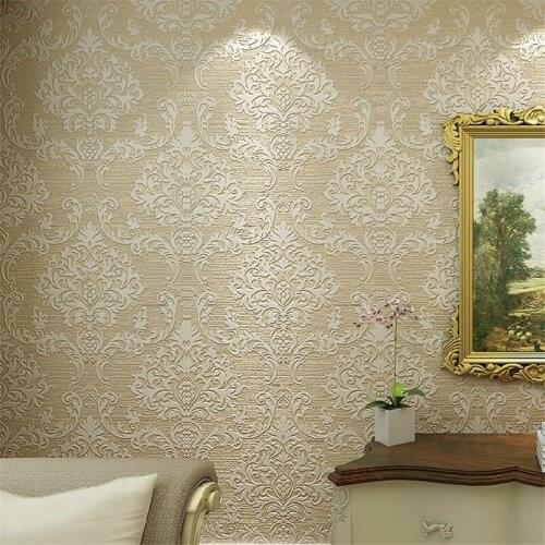 Beibehang European style wallpaper simple luxury 3D relief 3D wallpaper bedroom living room background wall 3D wallpaper roll