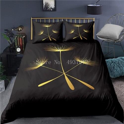 Dandelion Flower Arrangement Petals Flying Silhouettes Fantasy Blooms Duvet Cover Decorative 3 Piece Bedding Set Pillow Sham