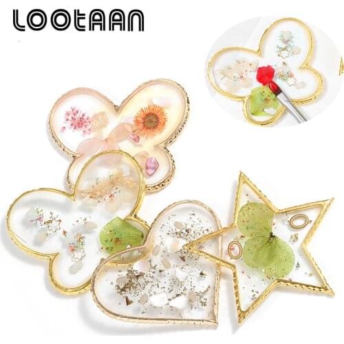 Lootaan 1pc Crystal Nail Art Plate Resin Nail Color Palette Butterfly DIY Manicure Stand Display Board Showing Shelf Tool