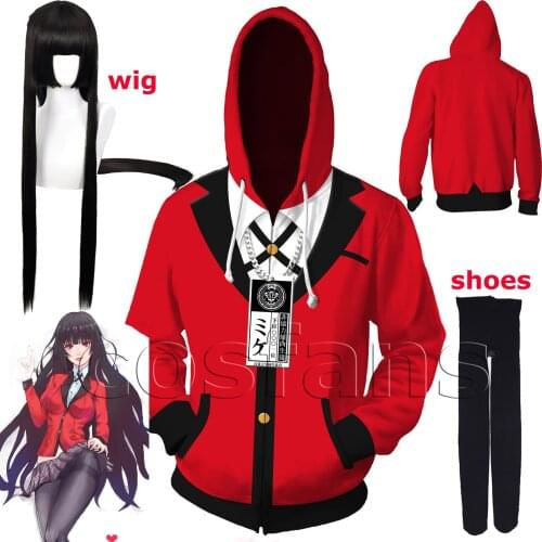 Kakegurui Yumeko Jabami Japanese School Girl Coat Cosplay Hoodie Costume Jacket Halloween Outwear Gambling School Sweatshirt Top