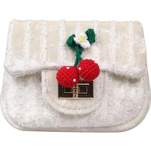 Plush Kids Shoulder Bags Baby Girls Crossbody Bags Cute Cherry Children Messenger Bags Fashion Infant Wallet Princess Hand Bags