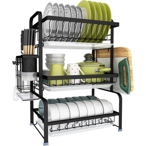 Stainless Steel Dish Rack Drain Shelf Drying Tableware Dishes Dishware Supplies Storage Box Kitchen Racks Home