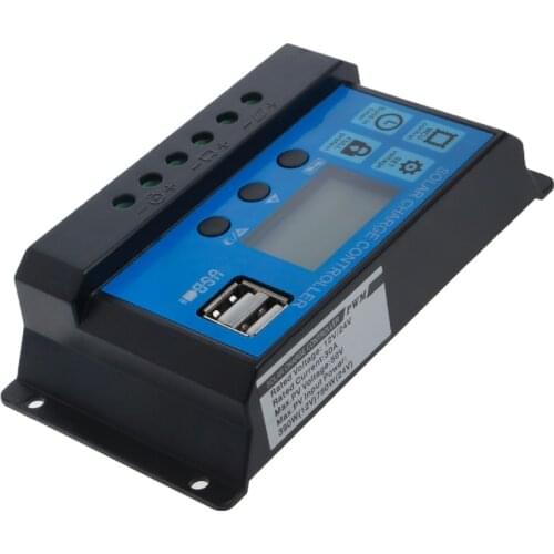 PWM 10/20/30A Dual USB Solar Panel Battery Regulator Charge Controller 12/24V LCD N58A
