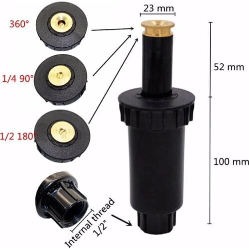 90-360 Degree Pop up Sprinklers Plastic Lawn Watering Sprinkler Head Adjustable Garden Spray Nozzle 1/2" Female Thread 1 Pc