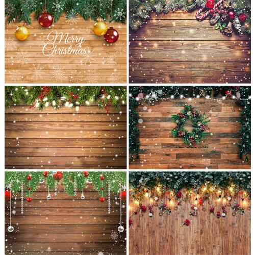 Christmas Backdrop Wood Board Light Winter Snow Gift Stars Bell Vinyl Photography Background Photo Studio Photophone