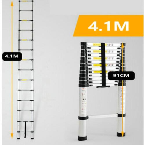 4.1M telescopic ladder single straight ladder family portable folding ladder project thickened aluminum alloy one-word ladder