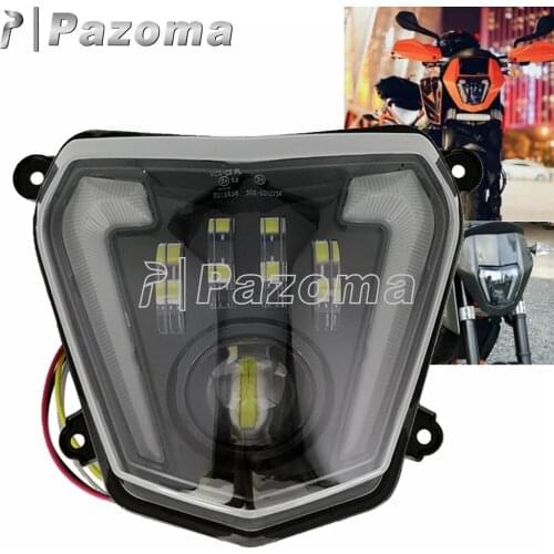 Motorcycle Headlight LED Low/High Beam Angel Eyes DRL Kit Mounts Dirt Bike Headlamp Light Housings For 690R 690 Supermoto 12-19