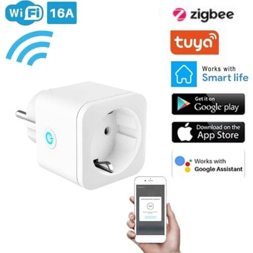 Zigbee 3.0 16A EU Wifi Smart Plug Smart Socket With Power Monitor Smart Home Wifi Wireless Socket Works With Alexa Google Home