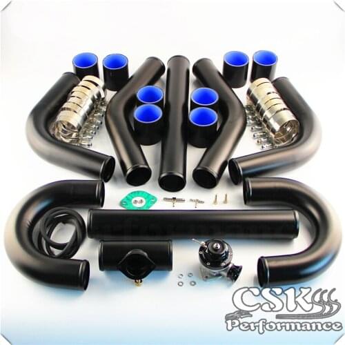 DIY Universal Alloy Intercooler Piping Hose 2.36" 60mm + Turbo Flange Pipe BOV Kit