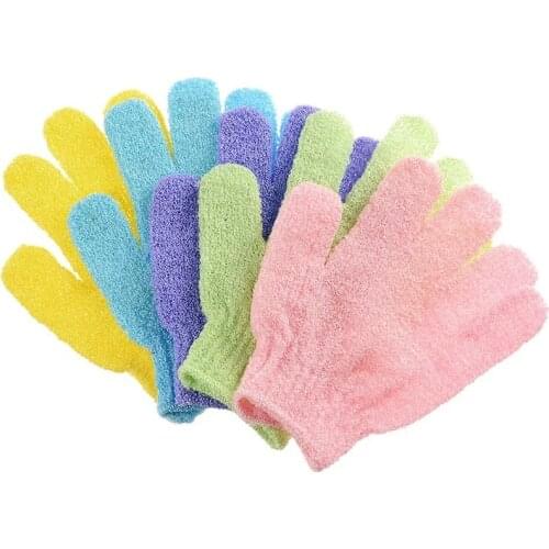 5pcs Bath For Peeling Exfoliating Mitt Gloves For Shower Body Brush Fingers Towel Body Massage Sponge Wash Moisturizing SPA Foam