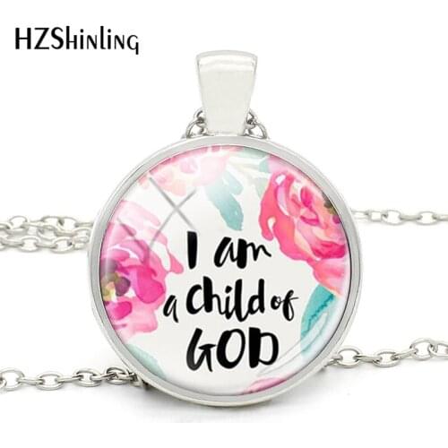 Inspirational Language I Am a Child of God Magnet Necklace Fashion Vintage 4 Color Pendant Necklace Birthday Gift