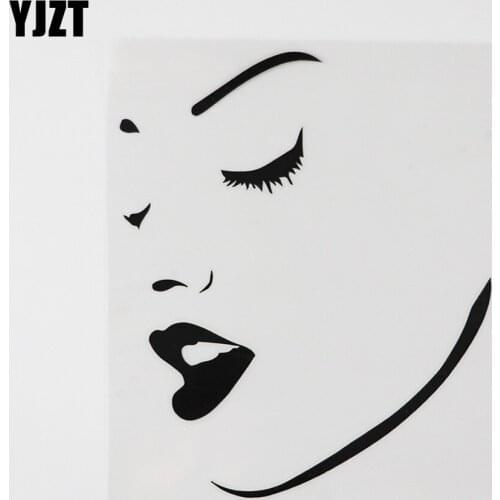 YJZT 11.8CMX14.4CM Perfect Sexy Girl Face Lips Makeup Decal Vinyl Car Sticker Black/Silver 8A-0466