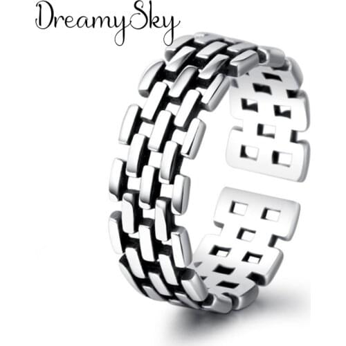 DreamySky Boho Silver Color Hollow Rings for Women Jewelry Retro Big Antique Rings Girls Christmas Gifts Anillos