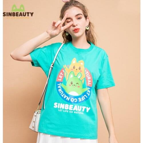 SINBEAUTY Women’s T-Shirt Original Cartoon Tops Summer Casual Oversized 100% Pure Cotton Health and High Quality 4