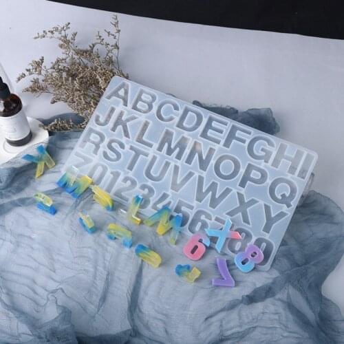 1 Set Crystal Epoxy Resin Mold Alphabet Letter Number Keychain Pendant Casting Silicone Mould DIY Crafts Jewelry Making Tools