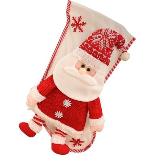 1 Pcs Fashion Christmas Stocking Hanging Xmas Tree Snowman Candy Stocking Ornament Christmas Santa Stocking Pocket Supplies