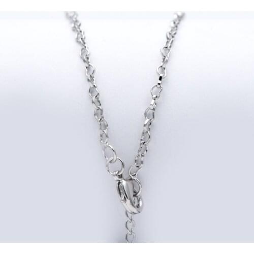 1pc Rhodium plated Brass Heart Chains 2.2mm, 18 Inch Finished Necklace with Extender Chain, Silver tone Necklace (#LK-310-2)