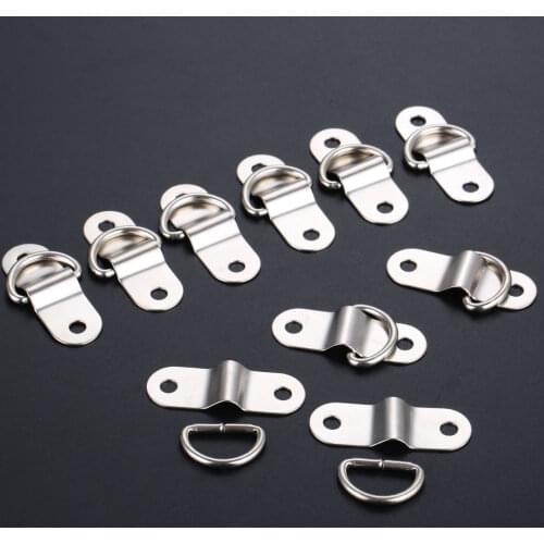 10Pcs Boat Trailers D Ring Durable Tie Down Hook Rope Cleat Load Anchor Metal Flat Seamless D Ring D Button Half Round Buckle