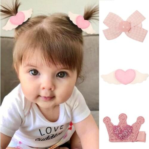 2/5pcs/Set Good Qualtiy Baby Kids Hairpins Plaid Bow Crown Hair Clip for Girls Flower Toddlers Barrettes Hair Accessories
