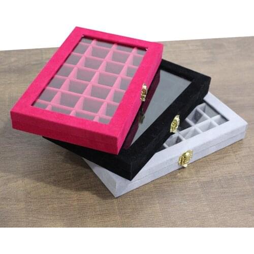 28 Grid Flannel Nail Jewelry Storage Box Jewelry Storage Box Earrings Jewelry Storage Box With Cover