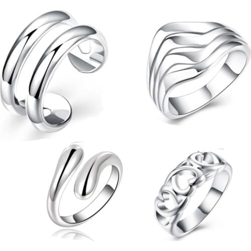 4pc/set fashion Charm Silver color Finger Ring Set for Women Vintage Boho Knuckle Party Rings Jewelry wedding Gift for Girl
