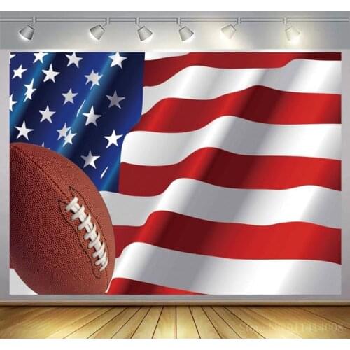 American Leather Oval Rugby Ball Wave Flag Photography Background Newborn Baby Kids Portrait Backdrops For Photo Studio