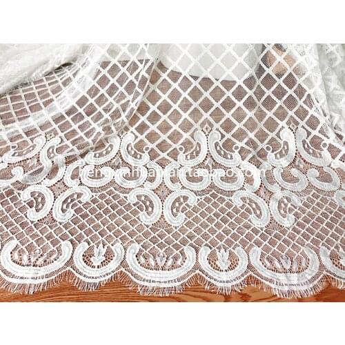 White 145cm *300cm Wedding bridal Dress Applique DIY Bridal Headdress scarf veil Eyelash lace fabric curtainfree shipping