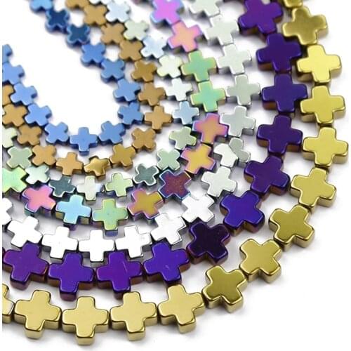 Blue,Gold,Green,Cross Hematite Natural Stone 6/8/10mm Spacer Loose Beads For Jewelry Making DIY Bracelets necklace Accessories