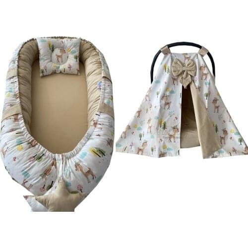 Jaju Baby Handmade, Cute Gazelle Babynest and Stroller Cover, Stroller Sheet Set of 3