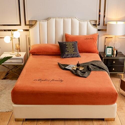 Home Textiles Winter Warm Fitted Sheets Dust Cover Protector Flannel Universal Mattress Cover Mink Cashmere Thicken Bed Sheet
