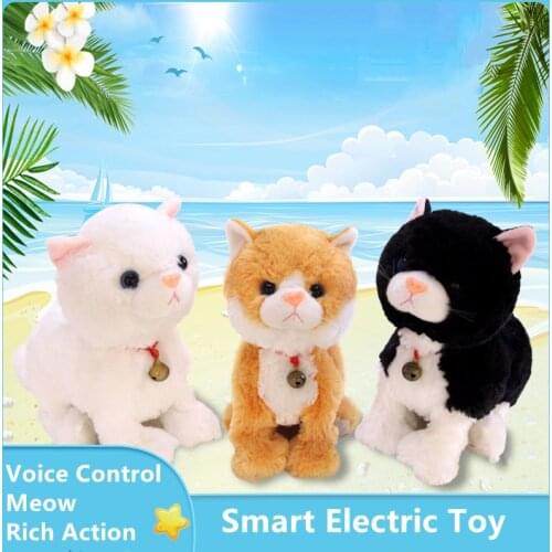 Electric Plush Toy Animal Cat Can Walk And Meow Voice Control Gesture Control Children’s Interactive Toy Simulation Plush Toy