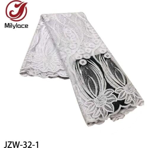 French Lace Fabric High Quality Pure White African Lace Fabric Milk Silk Nigerian Lace Fabric for Wedding JZW-32