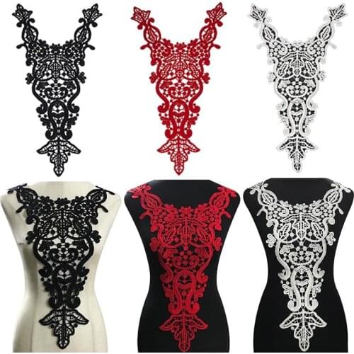 Fashion Style Black red white Organza Lace Collar DIY Trim Embroidery Applique Lace Fabric Sewing Clothing Neckline Accessories