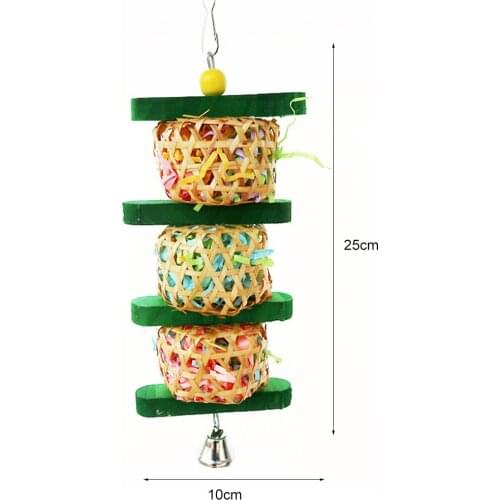 Legendog Parrot Bite Toy Cage Hanging Wooden Toy Hand Woven Rattan Toy Bird Cage Toy Parrot Chewing Toy for Bird