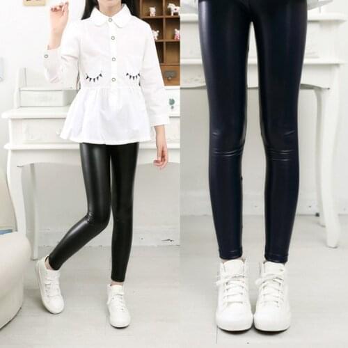 Grils Leggings Faux Leather High Quality Slim Children Leggings Baby Kids High Elasticity Skinny Legging Teens Pants Autumn