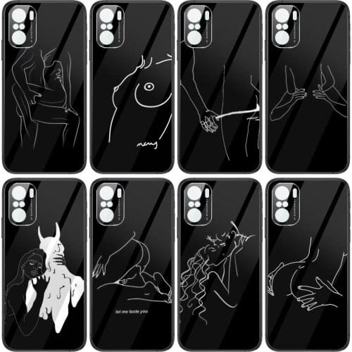Minimalist Line Sexy Couple Phone Case For POCO F1 F2 F3 Pro X3 M3 9C 10T Lite NFC Anime Black Cover Silicone Back Prett mi 10 u