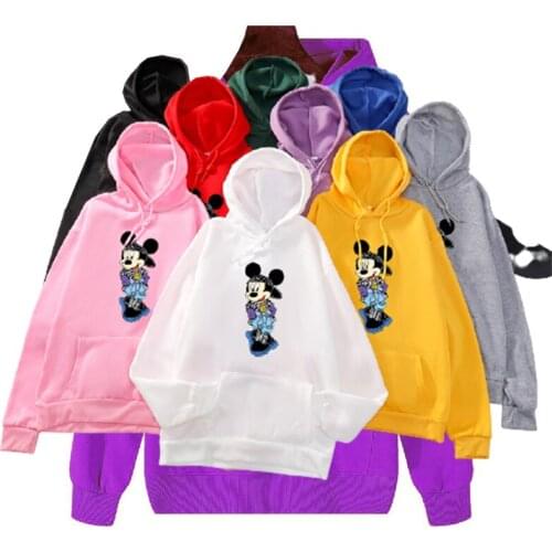 Disney cartoon fashion Casual hedging hoodie Mickey Mouse Japanese plus fleece autumn and winter loose top sweater women