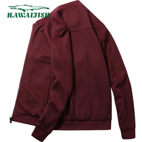 Hawaifish brand Jackets men autumn new style Korean version motorcycle coat hot sale solid color black and red casaco masculino