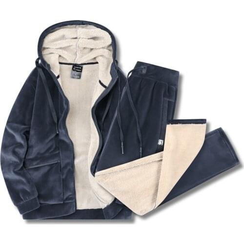 2020 NewTracksuit Men Warm Tracksuits Winter Velvet Thick Two Pieces Set Winter Fleece Mens Track Suit Jacket+Pants Size 7XL 8XL