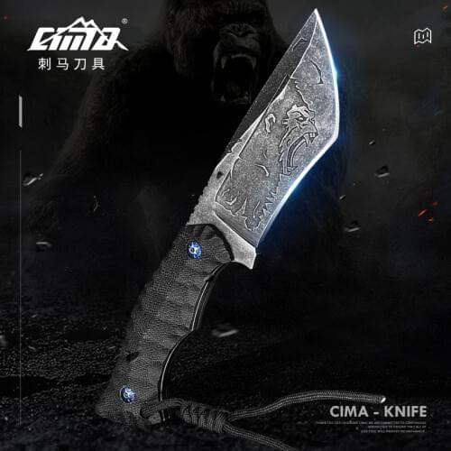 CIMA Stainless Steel Fixed Blade Knife with G10 Handle,Leather sheath for Outdoor Tactical Survival and Everyday Carry
